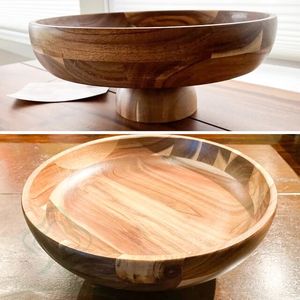 आधुनिक घरेलू सजावटी सामान थोक बिक्री फार्म हाउस मोमबत्ती एकासिया बड़े लकड़ी के कटोरे और प्लेटों के गोल फल - Product Image 3