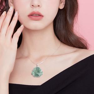 Colgante de Buda de Jade Natural de Myanmar con Incrustaciones de Plata S925, Accesorios de Moda, Incluye Certificado de Tasación D199 - Product Image 4