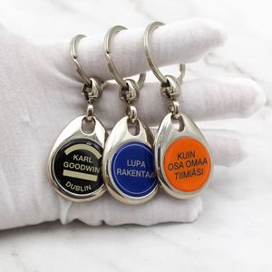 Fabricante Mayorista de Llaveros Esmaltados con Logotipo Personalizado Estampado, Colgante Metálico de Moda para Monedas de Carro, UV - Product Image 1