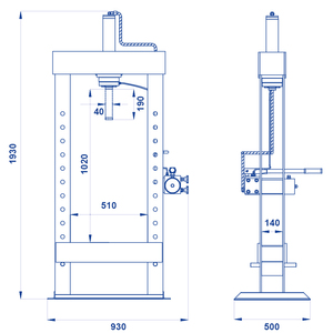 Prensa hidráulica OMCN 155 con bomba manual de 2 velocidades, 15 toneladas - Product Image 3