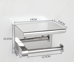 Portarrollos de papel higiénico de baño cromado de acero inoxidable montado en la pared sin Taladro - Product Image 6