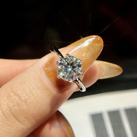 Anillo de Compromiso Solitario de Moissanita y Diamantes para Mujer en Plata de Ley 925 Auténtica con Piedras Preciosas, Joyería Fina de Lujo