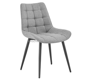 Sillas de comedor de gran carga, 6 sillas de cuero de juez de Tela Gris, sin brazos, patas de Metal negro, silla de restaurante de oficina cómoda ensamblada - Product Image 1