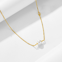 Collar de Perla Natural Individual de Plata de Ley 925, Simple y Pequeño, con Baño de Oro Vermeil, Bajo MOQ