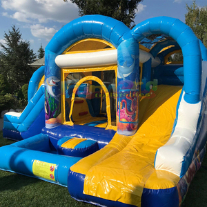 Castillo inflable con tobogán y piscina de chapoteo con temática oceánica, casa inflable comercial. - Product Image 2