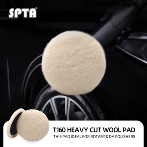 SPTA Tampon de <span class=keywords><strong>polissage</strong></span> en laine de 3 à 7 pouces T160 <span class=keywords><strong>Blanc</strong></span>, Tampon en laine à coupe lourde pour éliminer les rayures 1200 # /1500 #   Disque de ponçage pour rayures profondes - Product Image 1