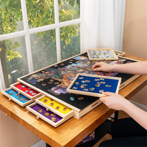 Organisateur de puzzles portable en feutre, table de puzzle en bois avec 8 tiroirs pour enfants et adultes - Product Image 2