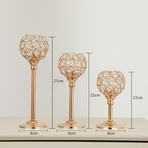 Home Decor Gold Glass <strong>Candlestick</strong> Stand <strong>Silver</strong> Metal Crystal Candle Holders for Wedding Table - Product Image 2