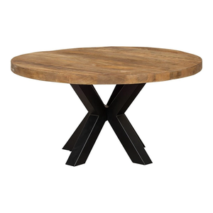 Mesa de Centro de Madera de Mango de 90 cm, Redonda, de Madera Maciza, Mueble Moderno para Sala de Estar, Acabado Natural Duradero, Hecha a Mano - Product Image 5