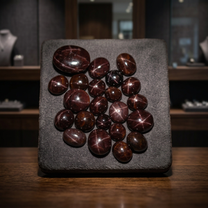 Pierre précieuse naturelle grenat étoilé, taille ovale, rouge foncé, minérale, polie, certifiée par un tiers, pour la fabrication de bijoux - Product Image 5