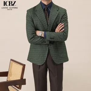 Italian Green Plaid Suit For Men Fashionable Business Commuting Slim Fit No Ironing Retro Single Breasted Suit