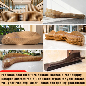 เฟอร์นิเจอร์ไม้รูปคลื่นที่ทำด้วยมือของช่างฝีมือ Y494ม้านั่งไม้โค้งทนทานแข็งแรงทนทานที่นั่งในที่สาธารณะในร่มที่ทันสมัย - Product Image 2