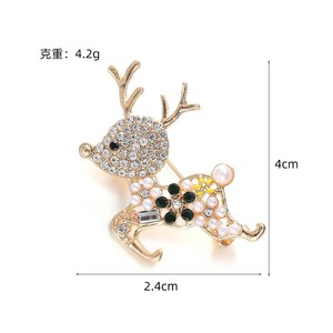 <b>Cute</b> Deer Brooch Gold Rhinestone Animal Shape Christmas Holiday Accessory Unisex Fashion <b>Pin</b> - Product Image 4