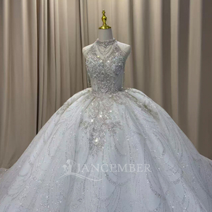 Vestido de Novia de Gala con Cola de Catedral Lujosa y Brillante Mc040, con Cuentas de Cristal y Lentejuelas Onduladas de Tul, Jancember - Product Image 2