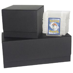 Boîte de rangement innovante en cuir PU noir pour cartes de collection, capacité 90+ cartes, chargement par le haut, pour cartes gradées - Product Image 1
