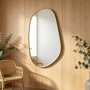 Espejo de Pared Decorativo Moderno de Lujo Personalizado, Grande, Irregular, Ovalado, con Marco de Metal Dorado, <span class=keywords><strong>para</strong></span> Baño y Sala de Estar - Product Image 1