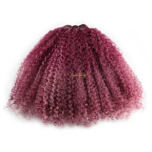 VMAE <span class=keywords><strong>Cheveux</strong></span> humains en mèches brutes Afro Coily Kinky Curly 99J Highlight Balayage Rouge cerise Vin Bourgogne 4A 4B 4C Boucles afro - Product Image 2