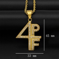 Usine Vente Chaude 3MM Largeur Corde Chaîne Hip Hop Bling Strass Avec Acier Inoxydable 4PF Lettre Pendentif Collier