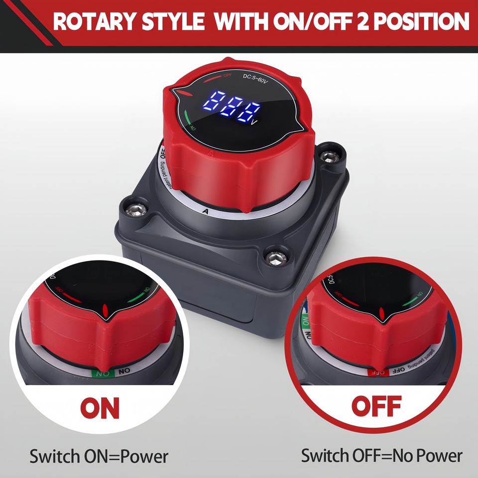 Battery Disconnect Switch with Voltmeter Display DC 5-60V Master Power ...