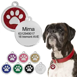 Etiquetas de acero inoxidable para nombre de Perro, etiquetas personalizadas para identificación de perro, en blanco