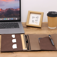 Portefeuille en cuir PU A5, classeur multifonctionnel, couverture de carnet de notes professionnel avec emplacements pour cartes, poche pour téléphone, porte-stylo