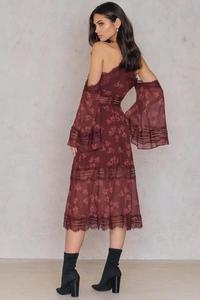 De las señoras de moda de gasa de cabestro de hombro Vestido de manga larga de las mujeres - Product Image 3