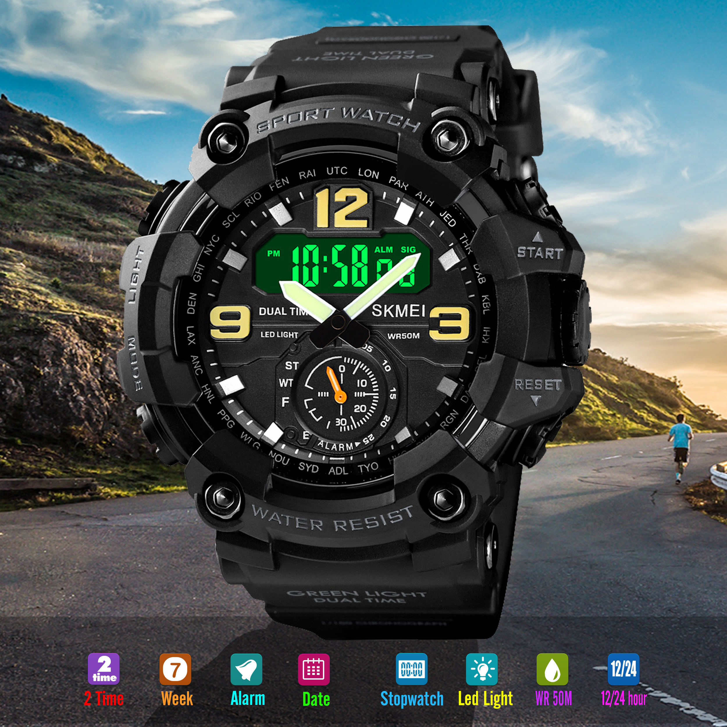 Herren Armbanduhr Sport Uhr Wasserdicht Skmei Herrenuhr Digital