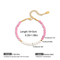 Bracelet Dina en perles d'eau douce, pierres colorées, plaqué or 18 carats, acier inoxydable, empilable, bijoux pour femmes