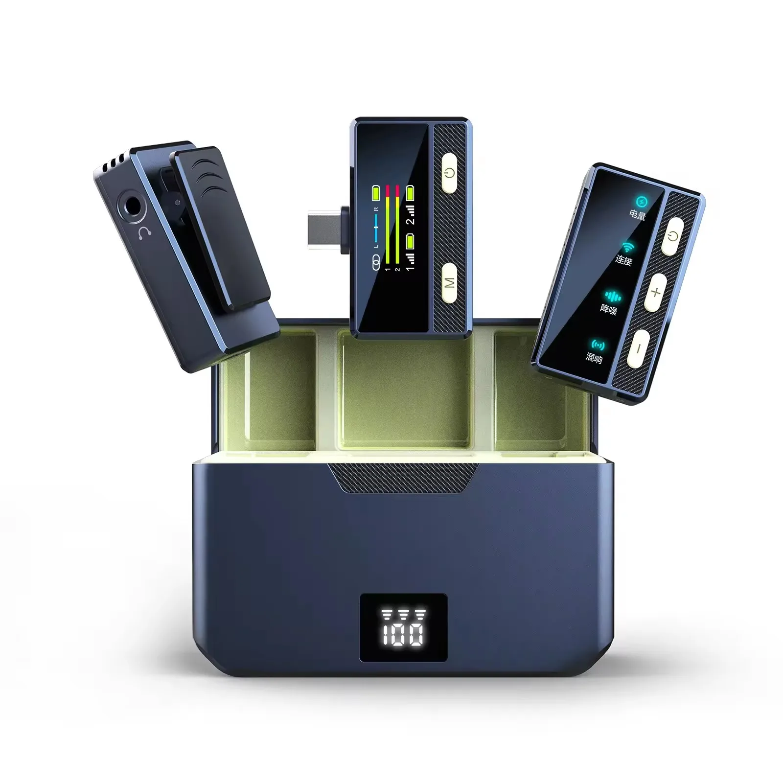 SX66ワイヤレスラベリアマイク (2TX 1RX) iPhone、Android、PC、100m