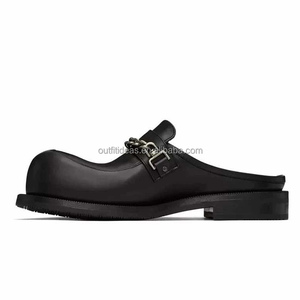 Zapatos de vestir Derby unisex de cuero 100% de alta calidad con correa y cadena, y mules de cuero negro con cadena y punta de bola para <span class=keywords><strong>hombre</strong></span> - Product Image 1