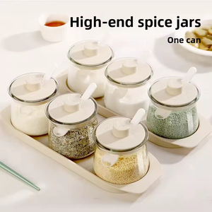 <span class=keywords><strong>Set</strong></span> di 3 Barattoli in Vetro per Condimenti, Portatili, Senza BPA, con Cucchiai e Coperchi, 300ml, Design Moderno, Contenitori per Sale e Pepe, Uso in Cucina - Product Image 3
