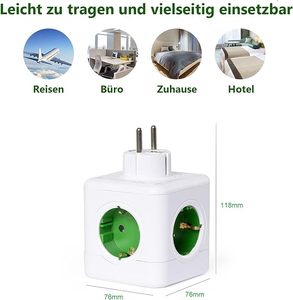 Adaptador de Enchufe 6 en 1, Cubo de Enchufes Múltiples sin Cable, Regleta de Enchufes Europeos con 2 USB-A - Product Image 3