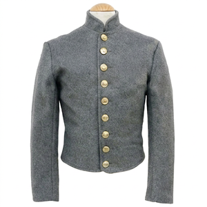 Vintage Men <b>Quilted</b> Jacket Wool Blend Civil Reproduction Coat <b>Single</b> Breasted Stand Collar Custom Logo OEM - Product Image 1