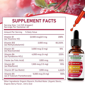 OEM <span class=keywords><strong>Vitamin</strong></span> B cairan kompleks tetes dengan B12 B6 <span class=keywords><strong>B1</strong></span> <span class=keywords><strong>Vitamin</strong></span> esensial tetes cairan untuk energi imun otak dukungan jantung - Product Image 2