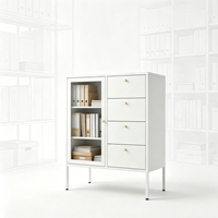 Armoire de classement en acier en gros avec porte transparente et 4 tiroirs, meuble de rangement commercial pour bureau