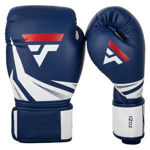 2026 Professional 12OZ 14OZ Boxing Training Custom Design <b>Waterproof</b> Blue/White PU Boxing Gloves Polyurethane Leather Latex <b>Foam</b> - Product Image 1