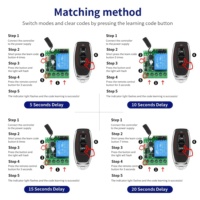 Module récepteur de relais RF universel sans fil DieseRC, 12V CC 1 canal avec 2 émetteurs, conception à code d'apprentissage