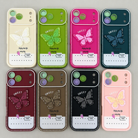 Casing HP iPhone 17 Pro Frosted Tpu 3d Motif Kupu-kupu Berhias Berlian Hijau Lucu Grosir