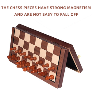 لعبة الداما 2 في 1 مزدوجة الملك الملكة قابلة للطي لعبة الشطرنج المغناطيسية لوحة خشبية دائرية زوايا لعبة الداما للاستراتيجية - Product Image 4