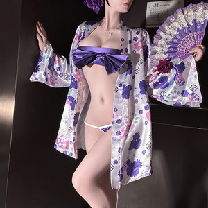 Lingerie <span class=keywords><strong>sexy</strong></span>, style japonais, sans bretelles, avec nœud papillon à la taille, kimono, robe de nuit <span class=keywords><strong>Geisha</strong></span>, motif floral, pour la nuit de noces - Product Image 2