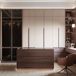 خزانة ملابس خشبية حديثة بيضاء بتصميم F4 ستارز مع باب زجاجي مضيء وخزانة مجوهرات للاستخدام في غرف النوم والفنادق والأثاث المنزلي العام - Product Image 5