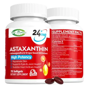 Suplemento antioxidante para piel sana, ojos y articulaciones, astaxantina, cápsulas blandas, fuente fresca de microalgas