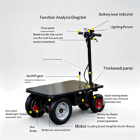 Chariot à plateforme électrique avec guidon pliable, chariot à main portable pour entrepôt, chariot à plateforme électrique à plateau plat pour le transport de marchandises
