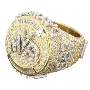 Trendy Luxury Hip Hop Iced Moissanite 925 Silver Gold Plated Prong Engagement <b>Ring</b> Custom <b>Initial</b> Letter Wedding Party - Product Image 1
