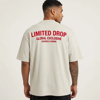 T-shirt de luxe en coton épais 280 g/m², personnalisable avec logo et lettres imprimées DTG, coupe oversize à épaules tombantes, style streetwear vintage pour homme
