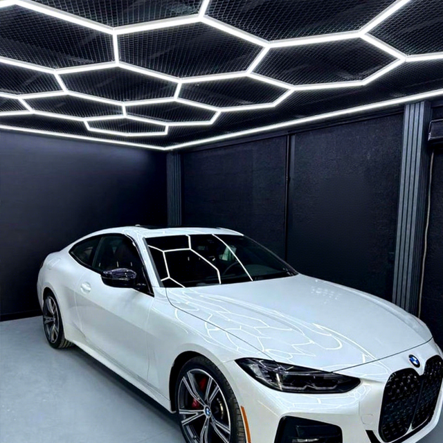 Hexagon Lights LED Honeycomb Ceiling Light Dimmable AC for Showroom 4S Workshop Car Detailing Shop 14 Grid System