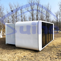 Cabane de glamping portable en forme de pomme, maison préfabriquée avec salle de bain