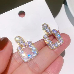 Orecchini a Goccia Quadrati per Donne, Gioielli per Orecchie Scintillanti alla Moda, Ideali per Feste - Product Image 5