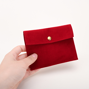 Sac à bijoux en velours rouge Glampkg avec fermeture à pression métallique, sac à bijoux anti-poussière pour collier, boucles d'oreilles, rangement, logo personnalisable - Product Image 5