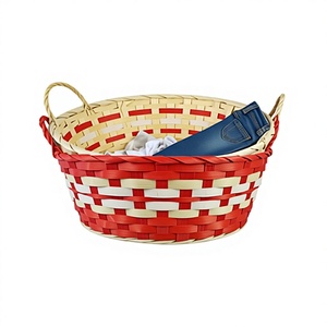 Cesto in bambù intrecciato ecologico multiuso ad alta precisione per frutta e pane con manici, <span class=keywords><strong>rosso</strong></span> originale - Product Image 2